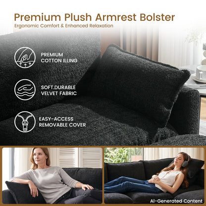 102.3" Cloud Couch Sectional, L Shaped Modular Sectional Sofa, 4-Seat Deep Seat Chenille Couch for Living Room, Bedroom, Apartment, Black