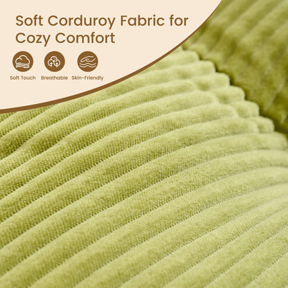 Oversized Sage Green Round Chaise Lounge Sofa, Upholstered Lounge Chair with 3 Pillows