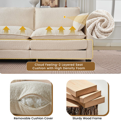 102.3" Cloud Couch Sectional, L Shaped Modular Sectional Sofa, 4-Seat Deep Seat Chenille Couch for Living Room, Bedroom, Apartment, off white